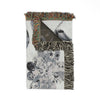Botanical Damask Woven Throw Blanket — Reversible Black and Cream Floral Pattern 52" x 37"