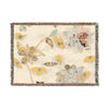 Floral Woven Blanket – Reversible Vintage Ephemera Botanical Throw - Blush