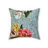 Vintage Floral Velvety Pillow — Pink and White Flowers Throw Pillow