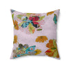 Floral Velvety Soft Pillow — Pink Boho Throw Pillow