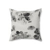Floral Velvety Soft Pillow - Black and White Vintage Botanical Throw Pillow