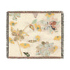 Floral Woven Blanket – Reversible Vintage Ephemera Botanical Throw - Blush