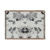 Botanical Damask Woven Throw Blanket — Reversible Black and Cream Floral Pattern 52" x 37"