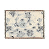 Woven  Blanket Collection — Reversible Black and Cream Floral Pattern