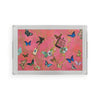 Butterfly Garden Acrylic Serving Tray — Pink Floral Birdcage Design