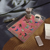 Butterfly Garden Acrylic Serving Tray — Pink Floral Birdcage Design