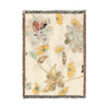Floral Woven Blanket – Reversible Vintage Ephemera Botanical Throw - Blush