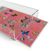Butterfly Garden Acrylic Serving Tray — Pink Floral Birdcage Design
