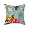 Vintage Floral Velvety Pillow — Pink and White Flowers Throw Pillow