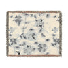 Woven  Blanket Collection — Reversible Black and Cream Floral Pattern