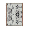 Botanical Damask Woven Throw Blanket — Reversible Black and Cream Floral Pattern 52" x 37"
