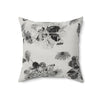Floral Velvety Soft Pillow - Black and White Vintage Botanical Throw Pillow
