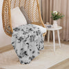 Plush Minky Collection Black & White Floral Sherpa Throw Blanket 50 x 60