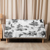 Plush Minky Sherpa Collection Black & White Floral Throw Blanket 50 x 60
