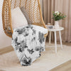 Plush Minky Sherpa Collection Black & White Floral Throw Blanket 50 x 60