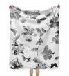 Plush Minky Sherpa Collection Black & White Floral Throw Blanket 50 x 60