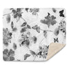 Plush Minky Sherpa Collection Black & White Floral Throw Blanket 50 x 60