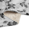 Plush Minky Collection Black & White Floral Sherpa Throw Blanket 50 x 60